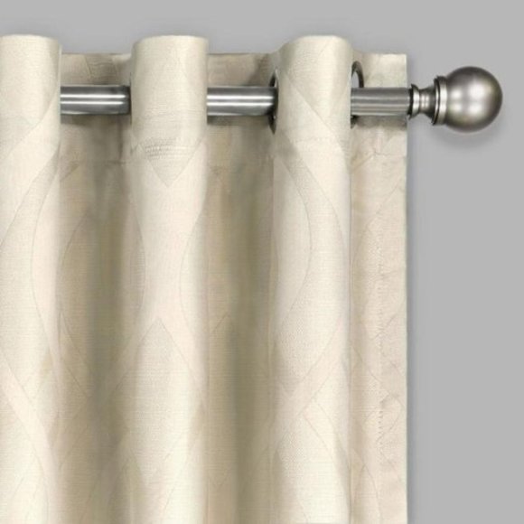 Ivory Curtain-Eclipse Pattern 84x42 - blackout - gromet top - Picture 2 of 2